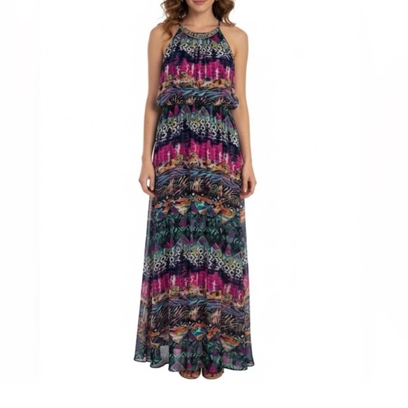 No Boundaries Vibrant Patterned Maxi Dress - Picture 1 of 8